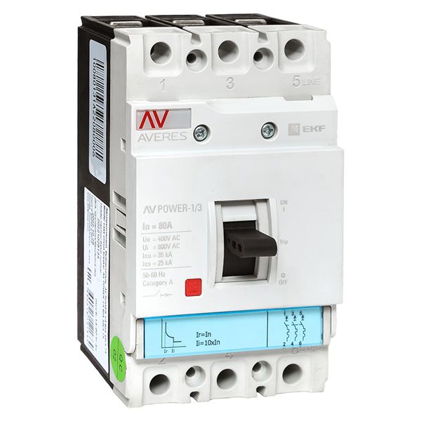 Выключатель автоматический в литом корпусе AV-POWER-1/3 80А 35кА TR EKF