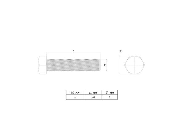 Болт шестигранный М8x30 DIN 933 EKF