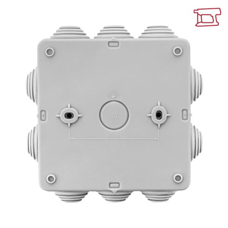 Коробка распределительная КМР-030-014 с крышкой (100x100x50) для прямого монтажа, 10 мембр. вводов серая IP55 EKF